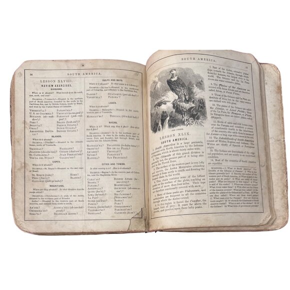 Colton's New Introductory Geography 1875 Hardback Book D. D. Merrill Damage READ - Picture 2 of 16